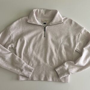 Universal Thread Cream Quarter Zip Collared Sweatshirt